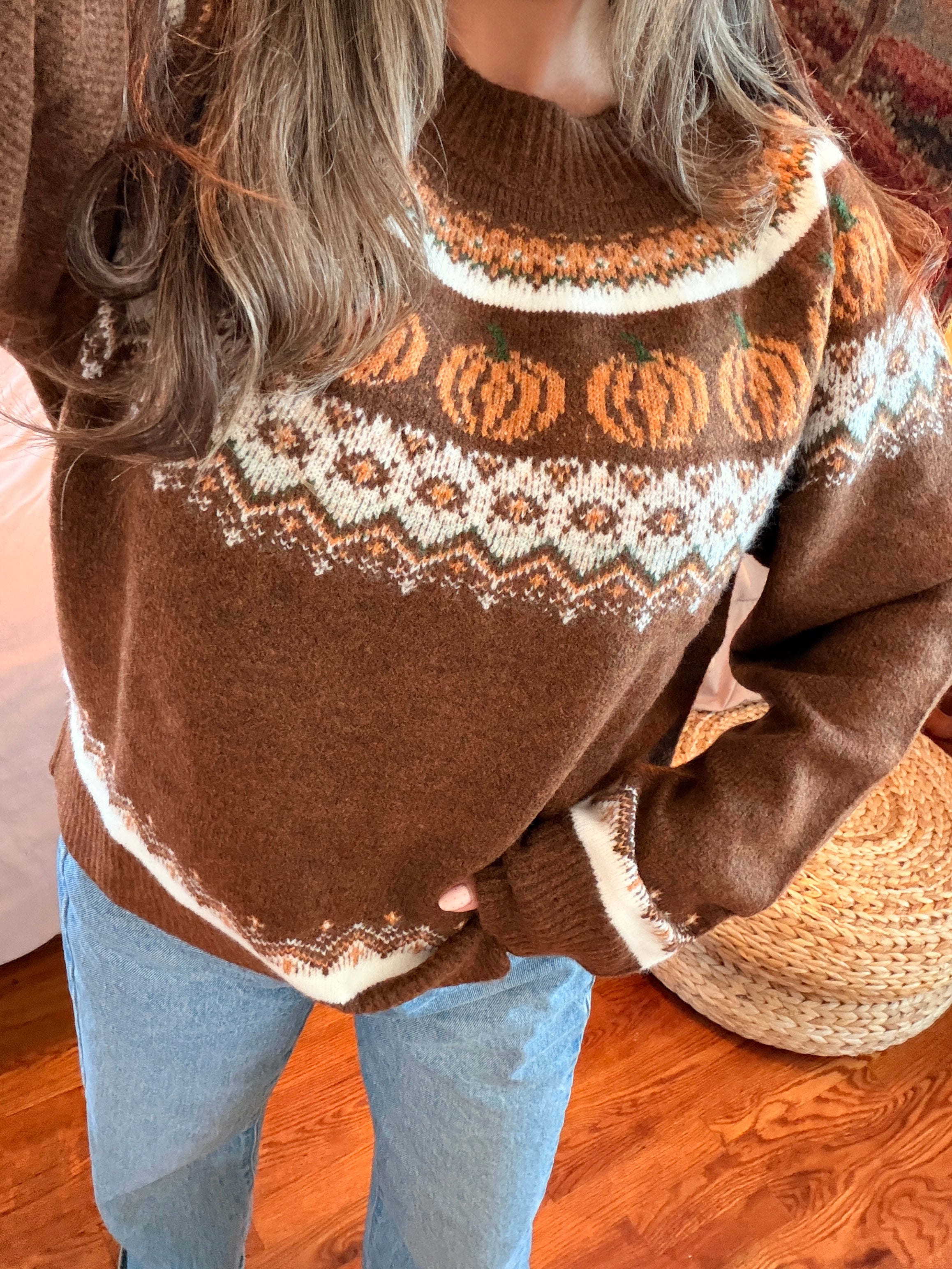 Pumpkin Fair Isle Knit Sweater