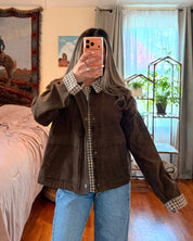 Gingham Collar Canvas Jacket