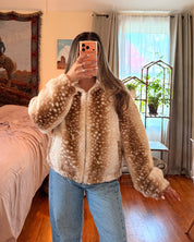 Fuzzy Deer Zip-Up Jacket