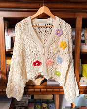 Crochet 3D Flower Cardigan