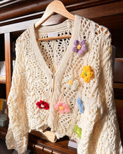 Crochet 3D Flower Cardigan