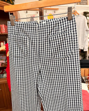 Gingham High-Waisted Ruffled Hem Pants