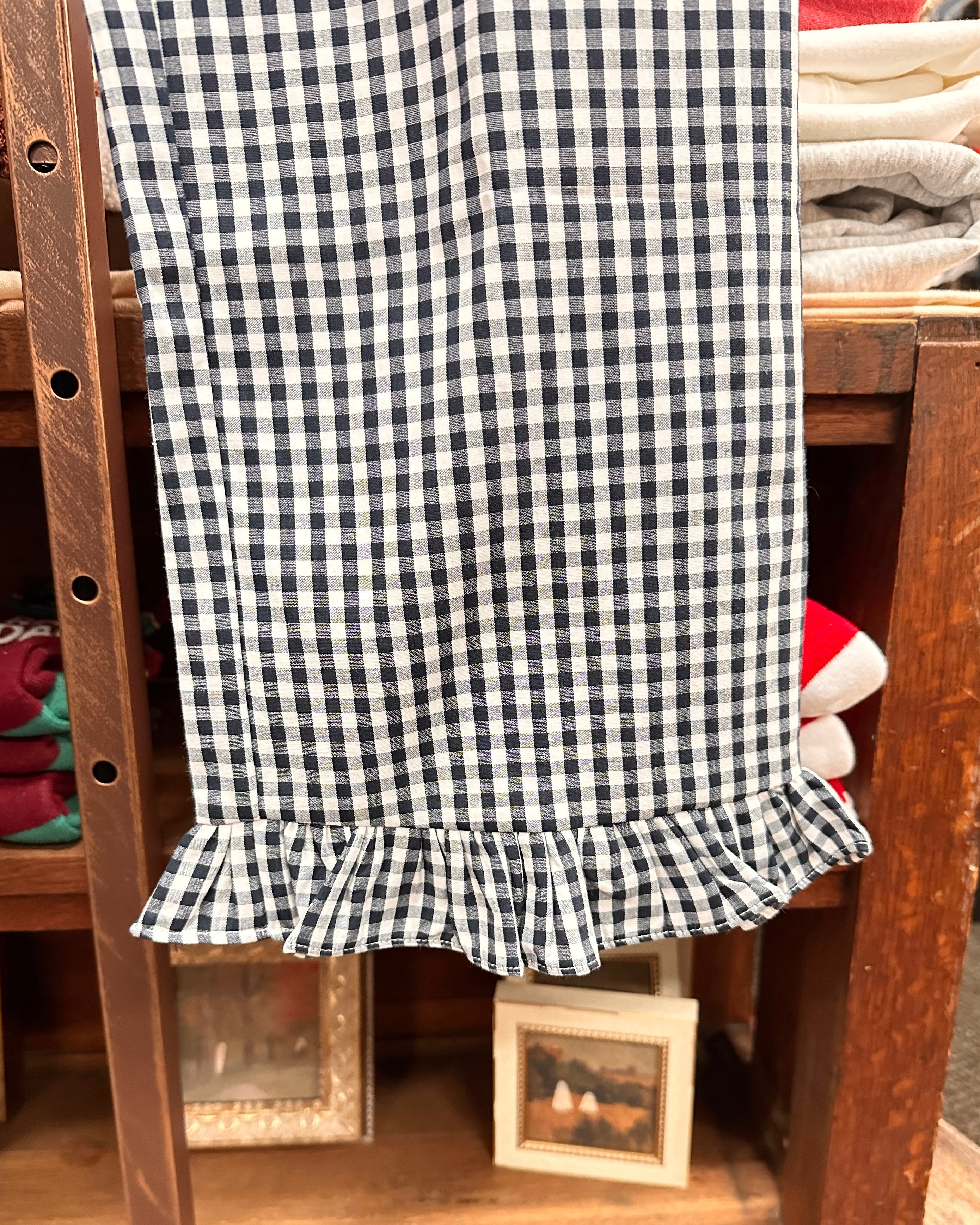 Gingham High-Waisted Ruffled Hem Pants