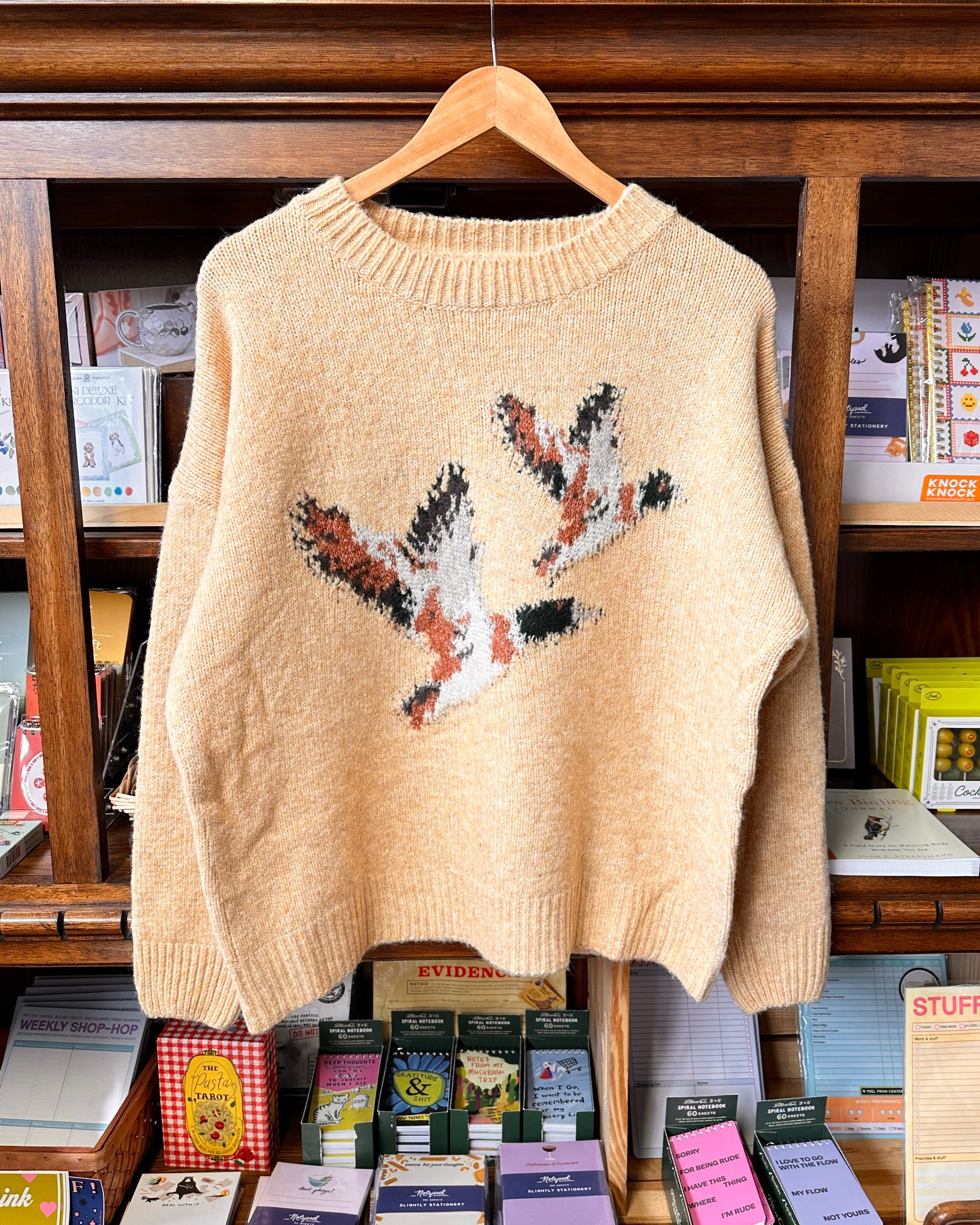 Flying Ducks Knit Sweater - Wheat