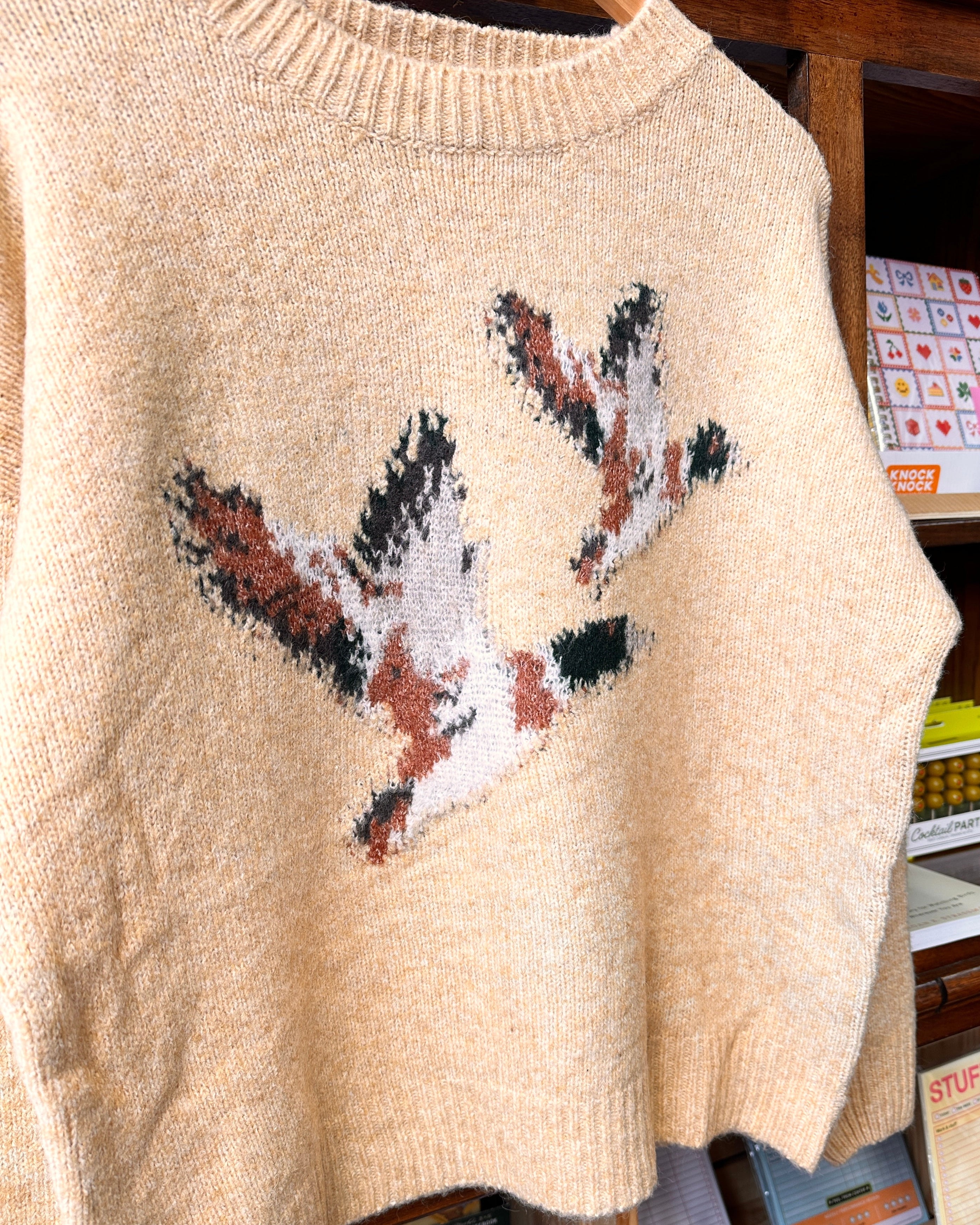 Flying Ducks Knit Sweater - Wheat