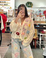 Crochet 3D Flower Cardigan