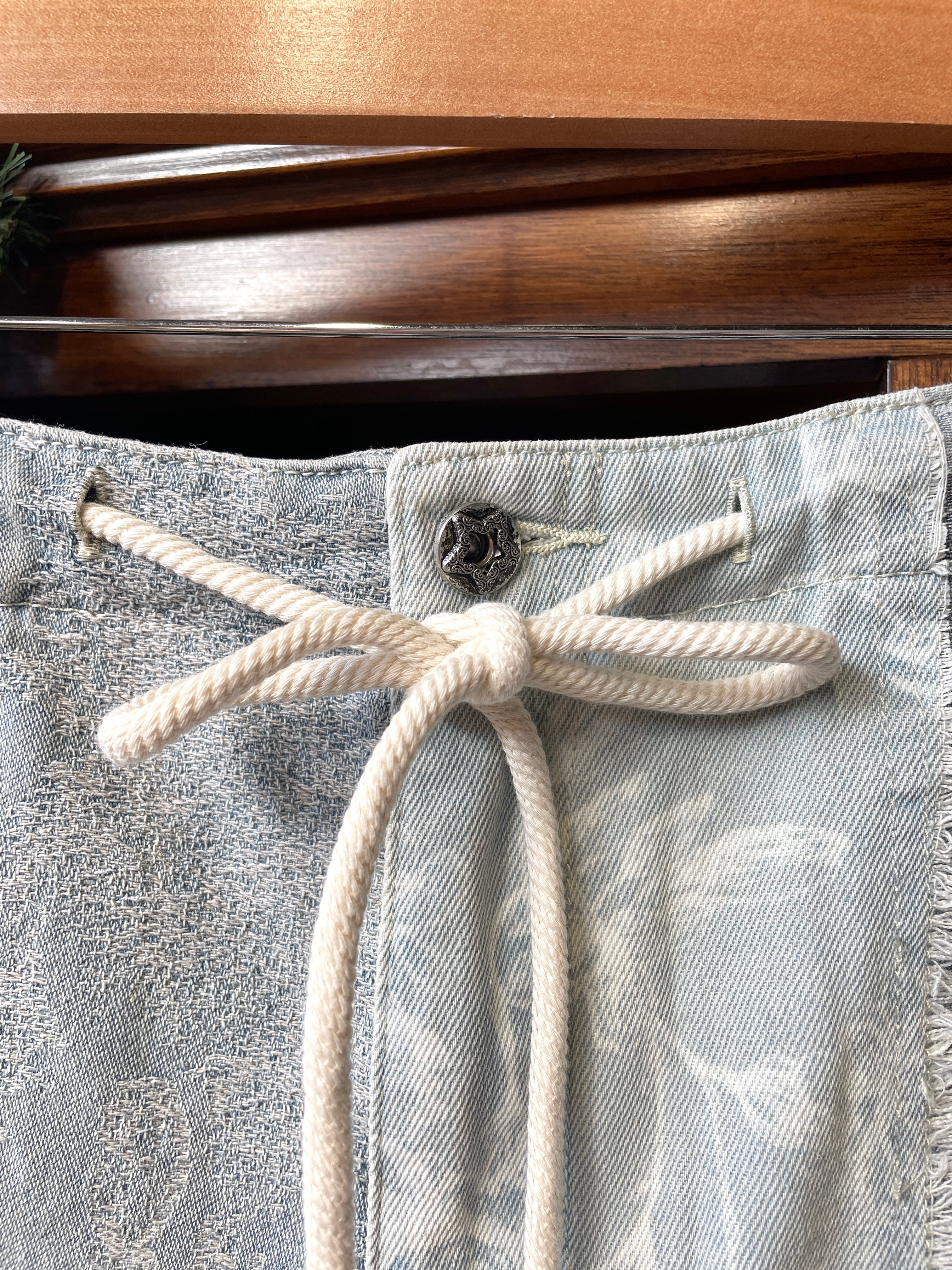 Floral Denim Patchwork Skirt