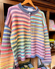Rainbow Striped Knit Cardigan