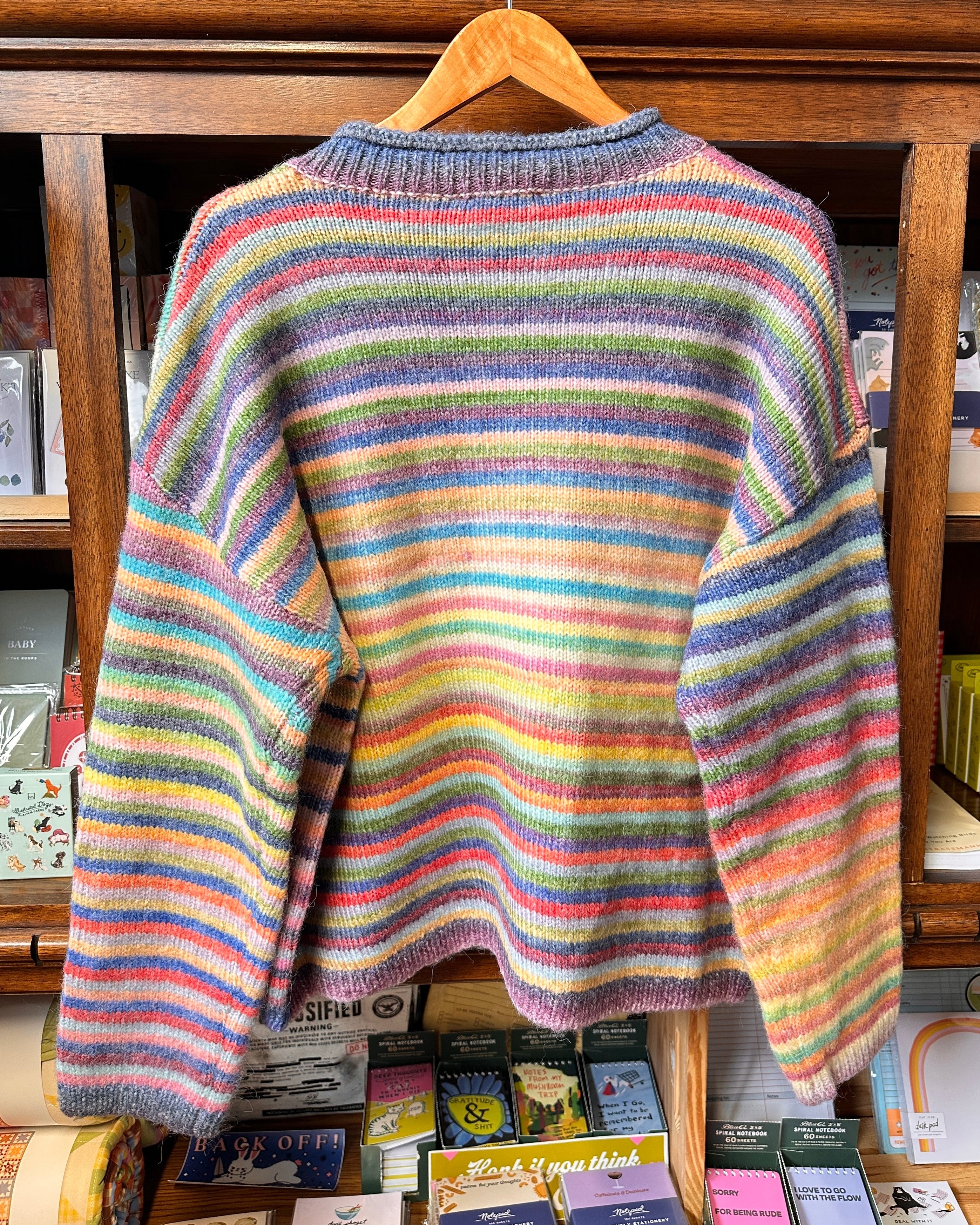 Rainbow Striped Knit Cardigan