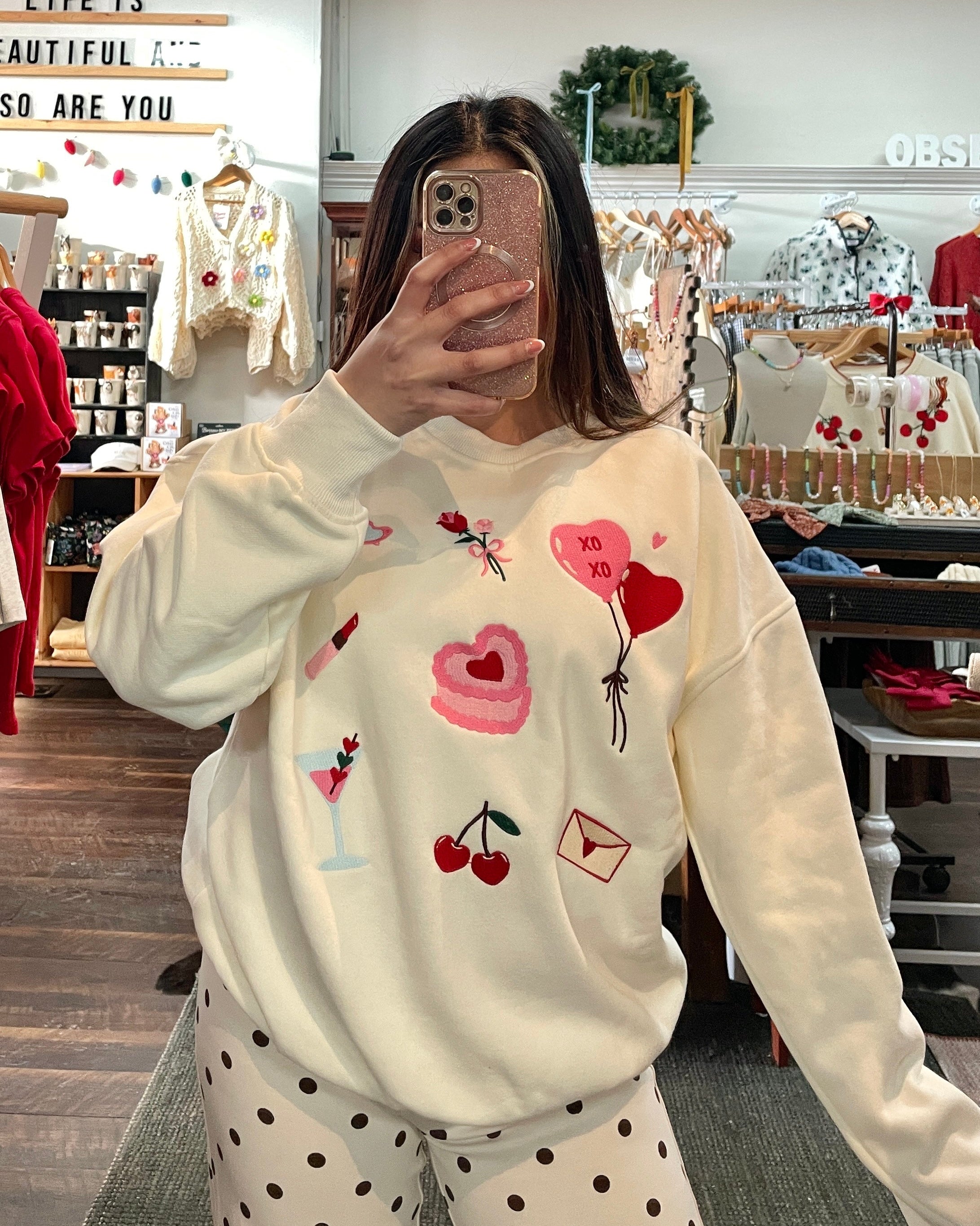 Love Icons Embroidered Sweatshirt