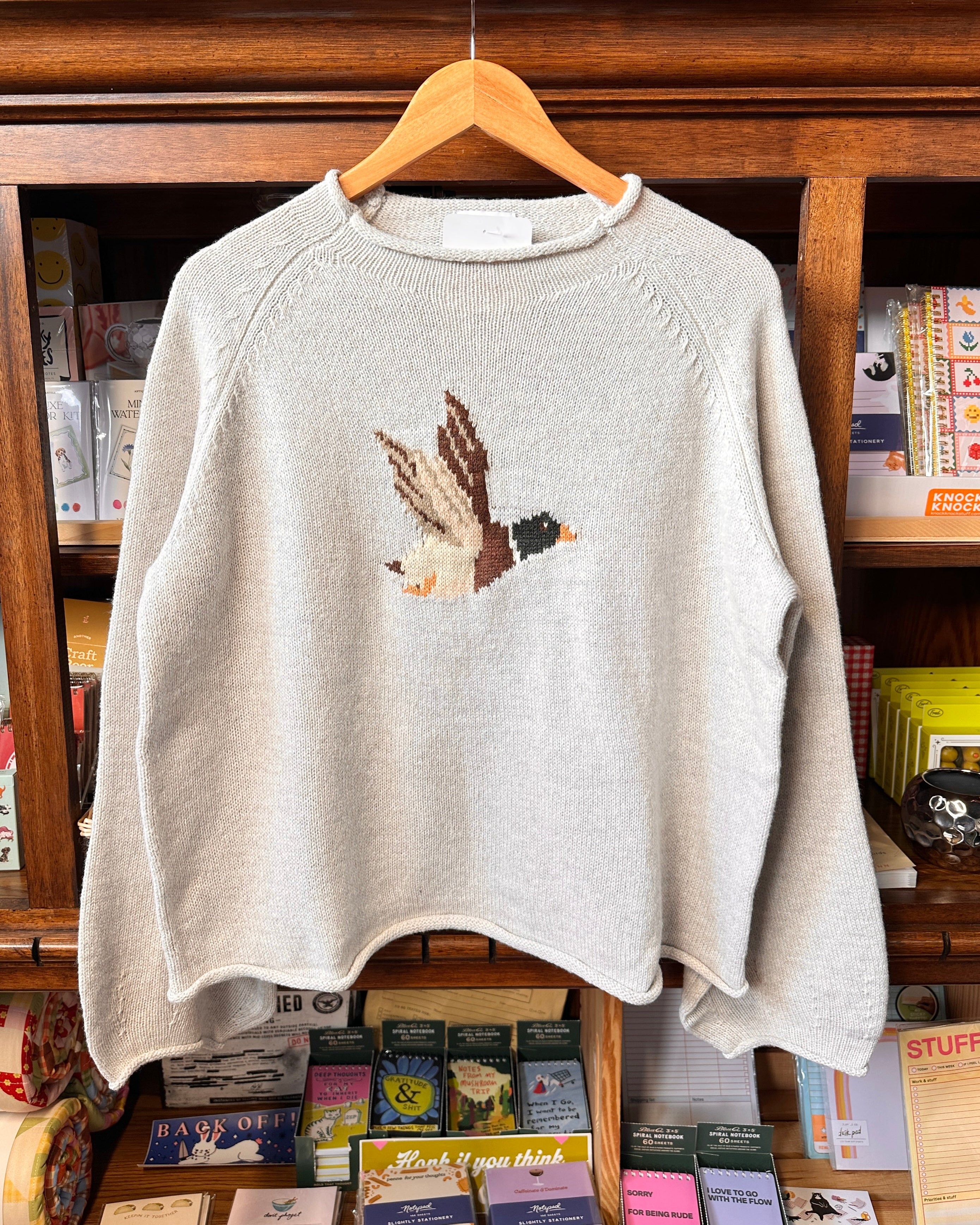 Mallard Duck Rollneck Sweater - Gray
