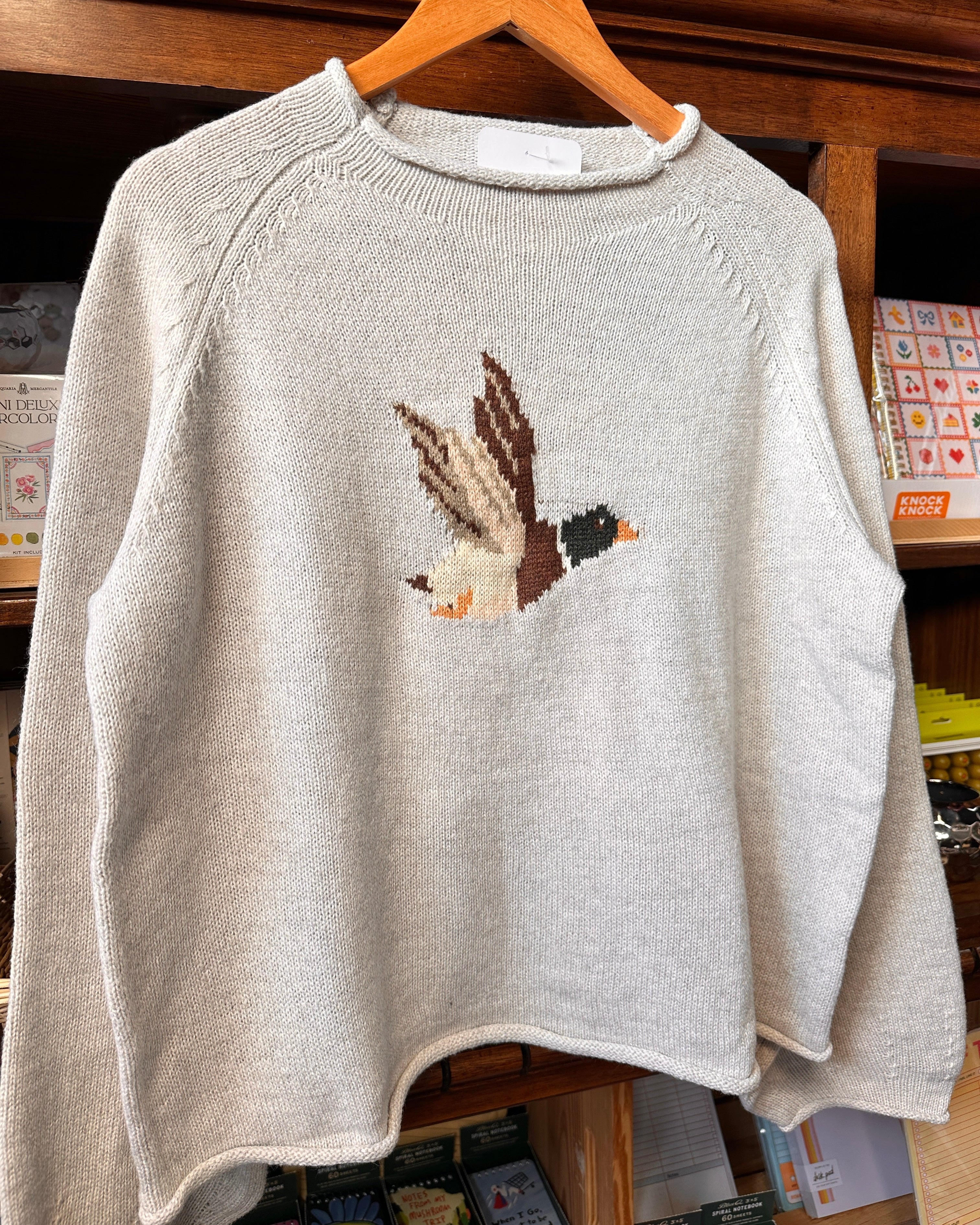 Mallard Duck Rollneck Sweater - Gray