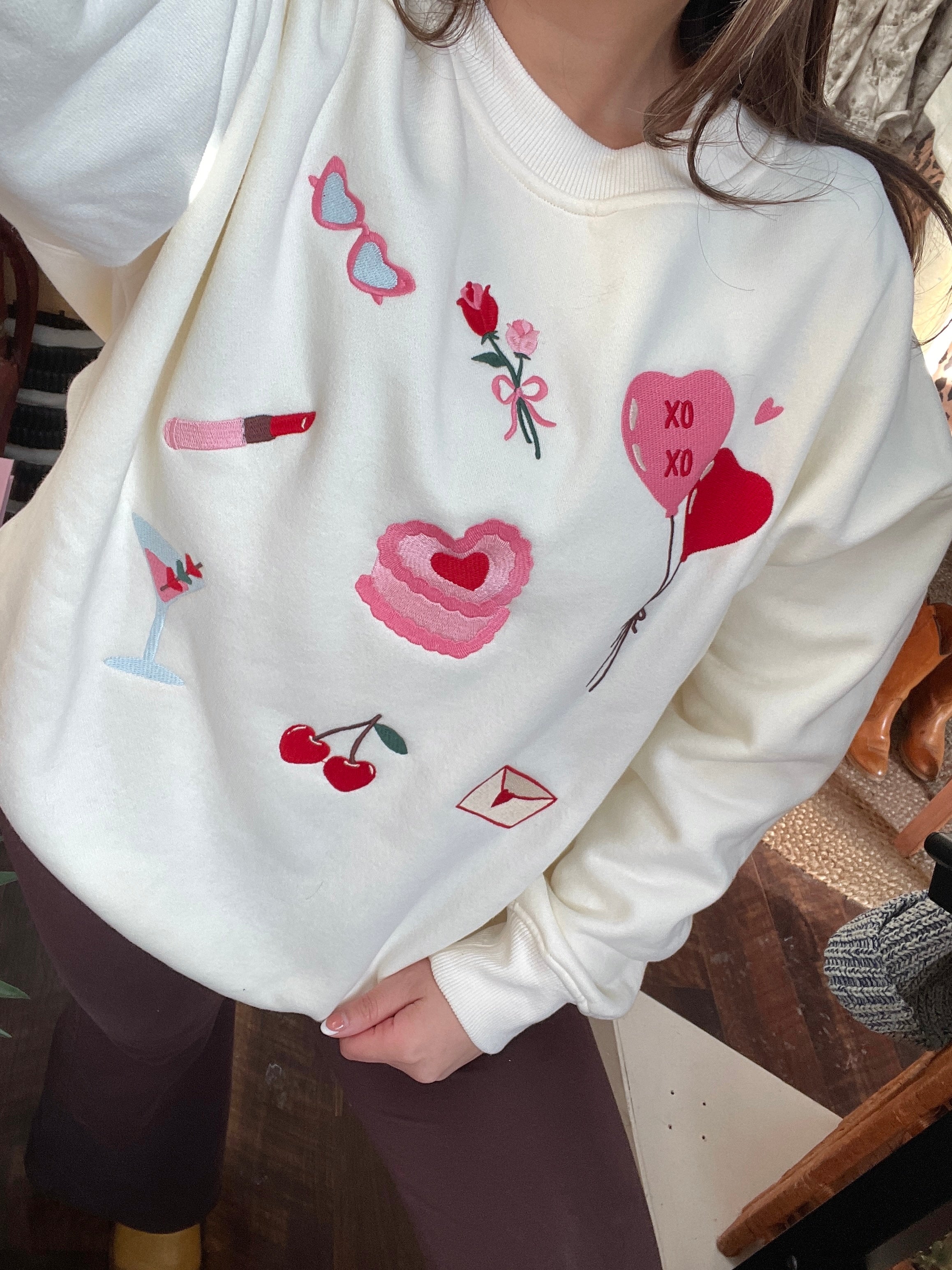 Love Icons Embroidered Sweatshirt