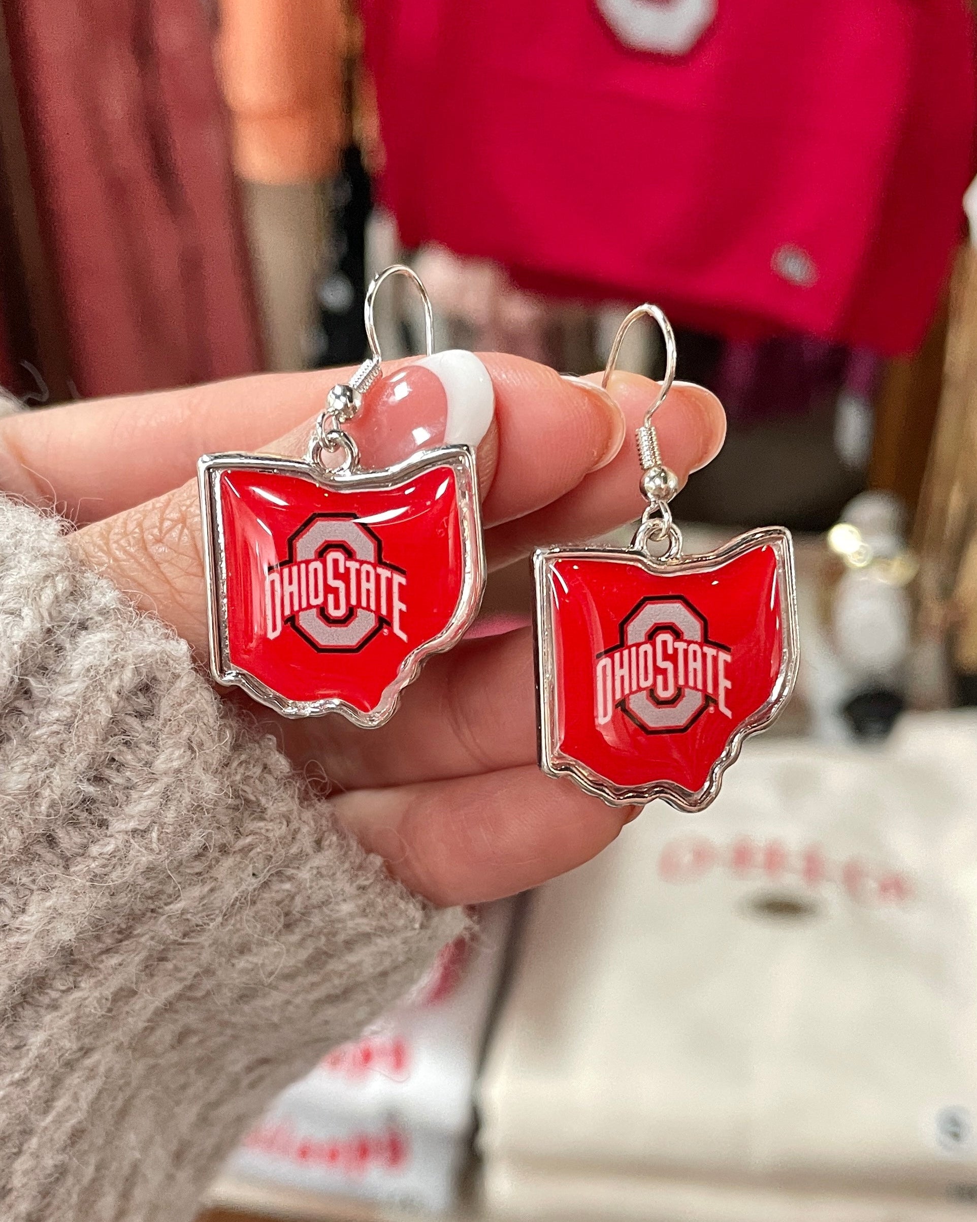 Ohio State Shaped Earrings - Silver