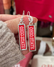 Ohio State Rectangle Earrings - Silver