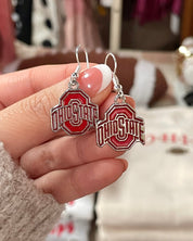 Ohio State Red Icon Logo Earrings - Silver