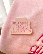 hot girls cry over fictional characters magnetic bookmark - pink
