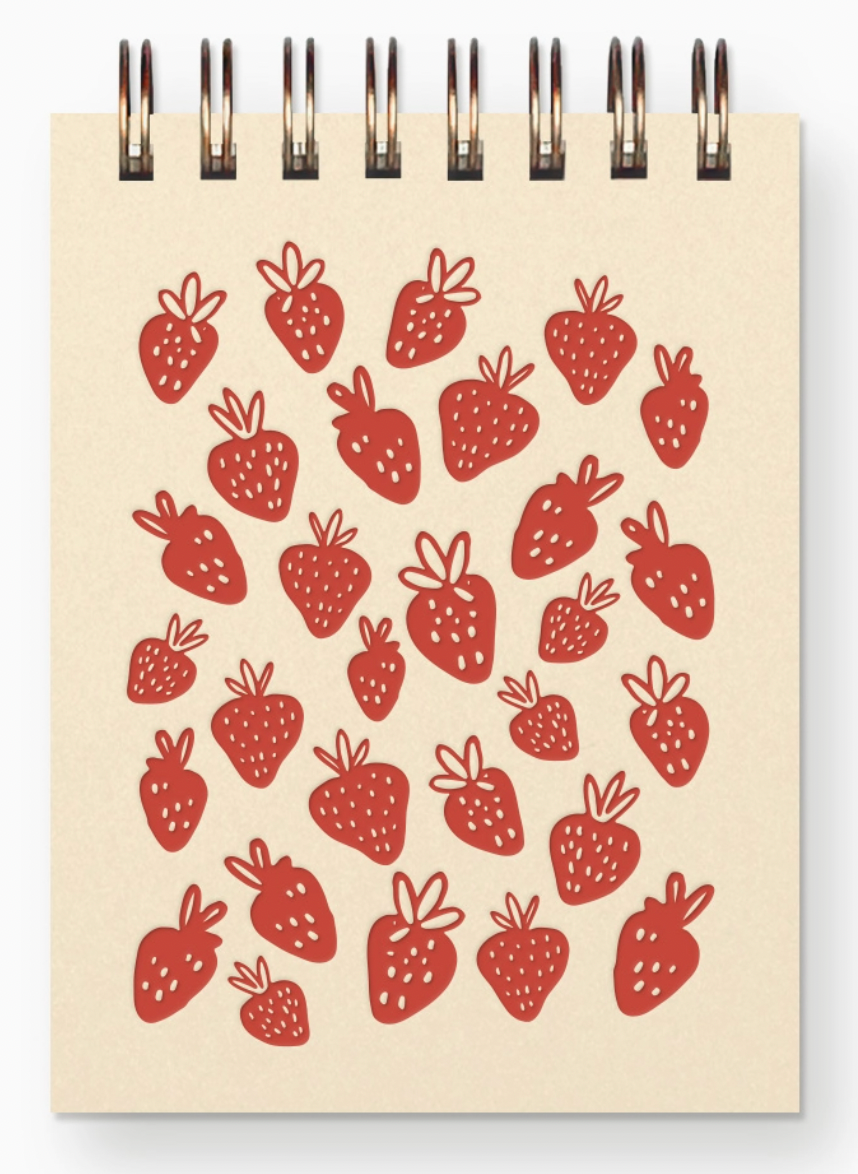 Strawberry Pattern Mini Jotter Notebook