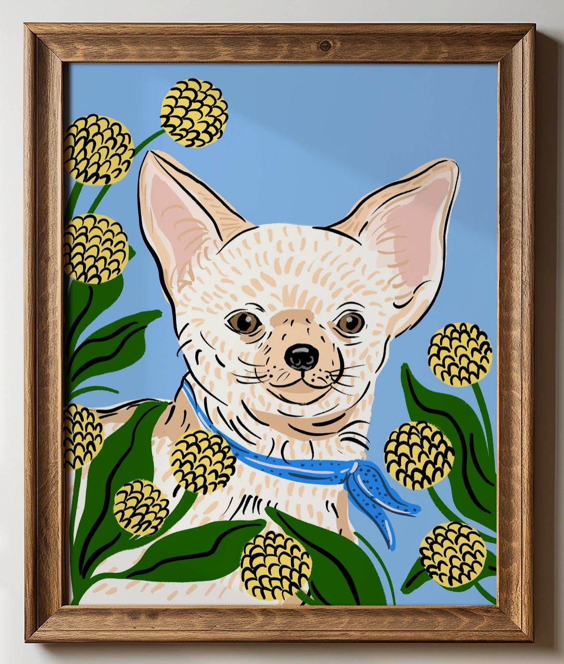 Chihuahua with Flowers Print - 8"X10"