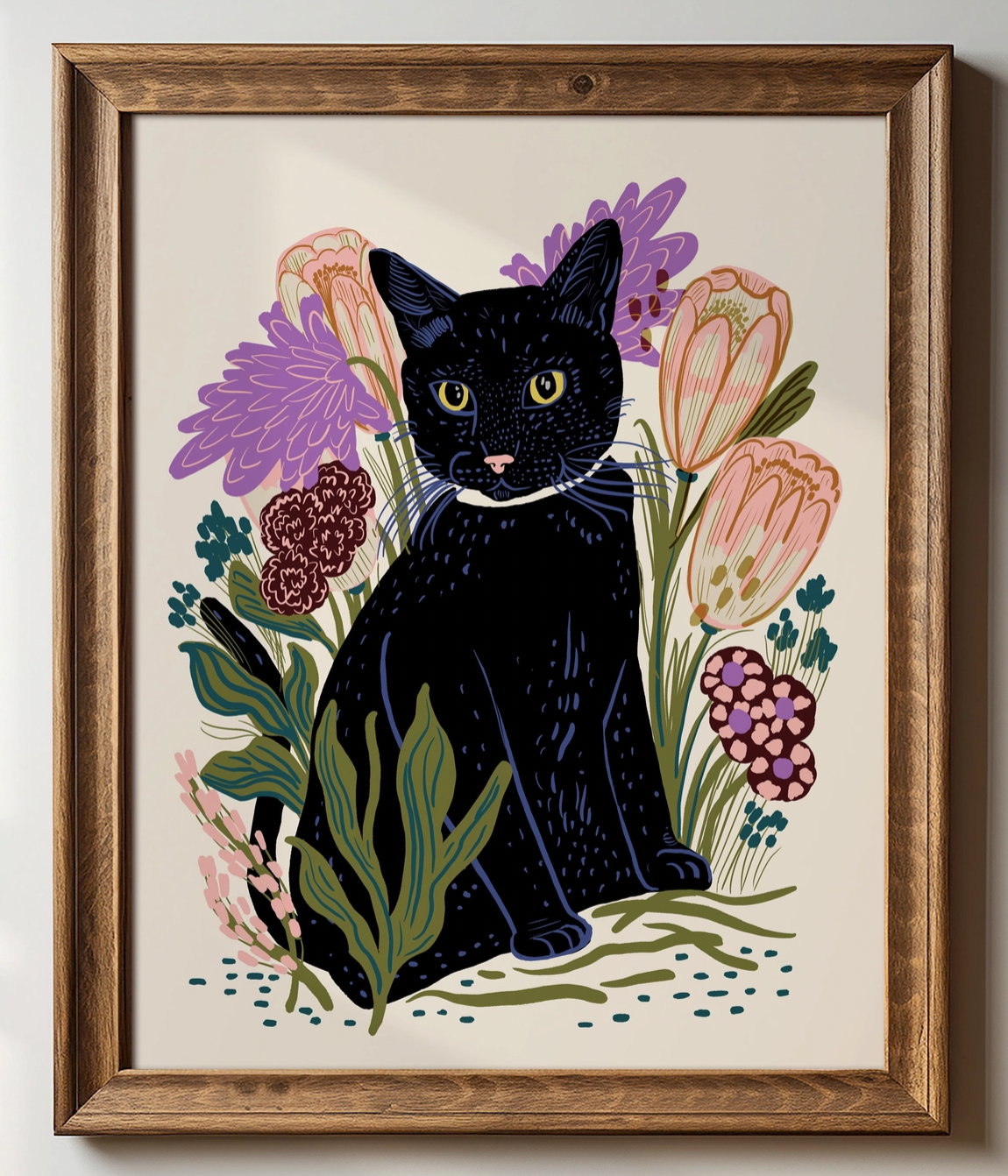 Black Cat Art Print - 8"x10"