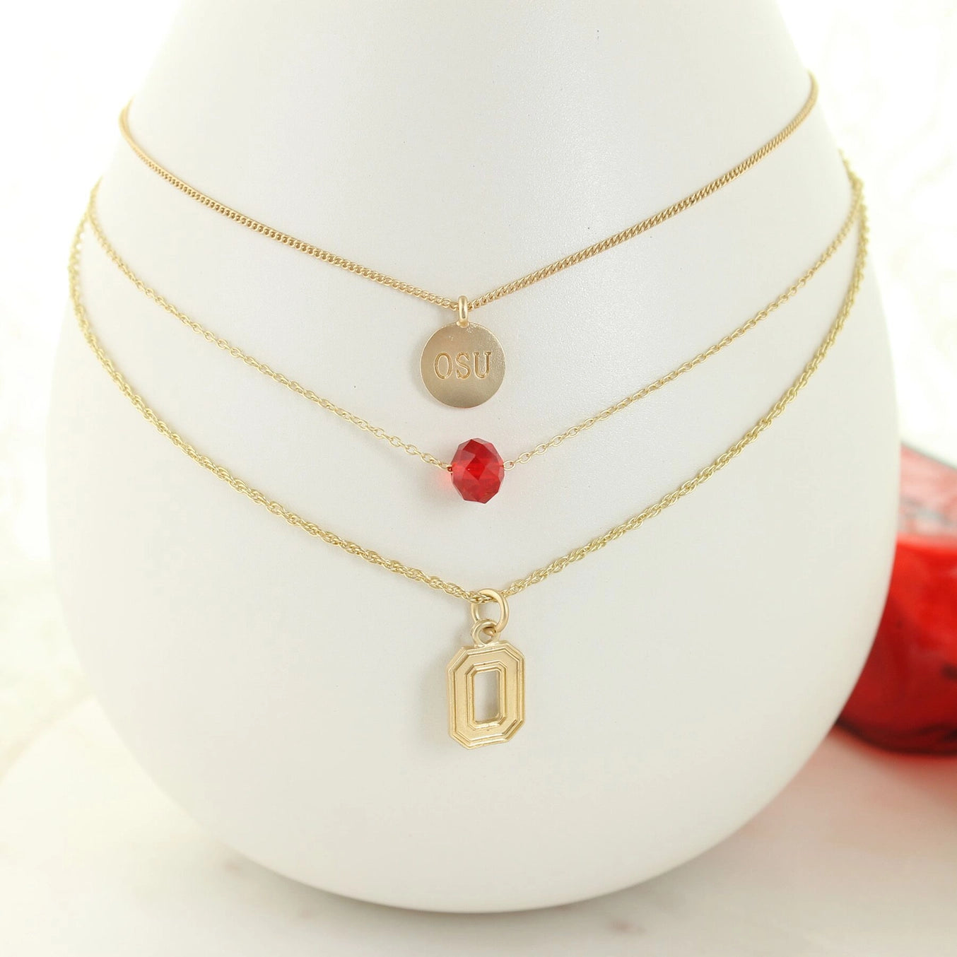 3 separate necklaces - 16''- 20'' Ohio State Matte Gold Logo Trio