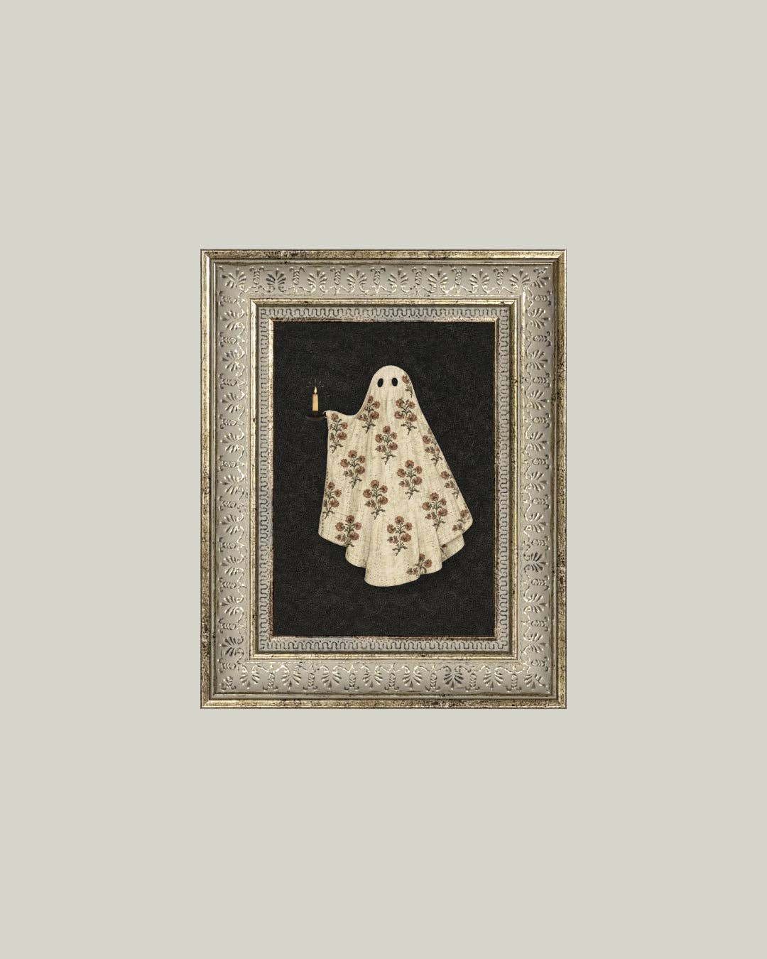 Quilted Ghost Framed Antique Art: 5x7