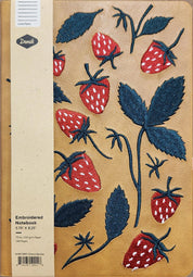 Strawberries Embroidered Journal Notebook