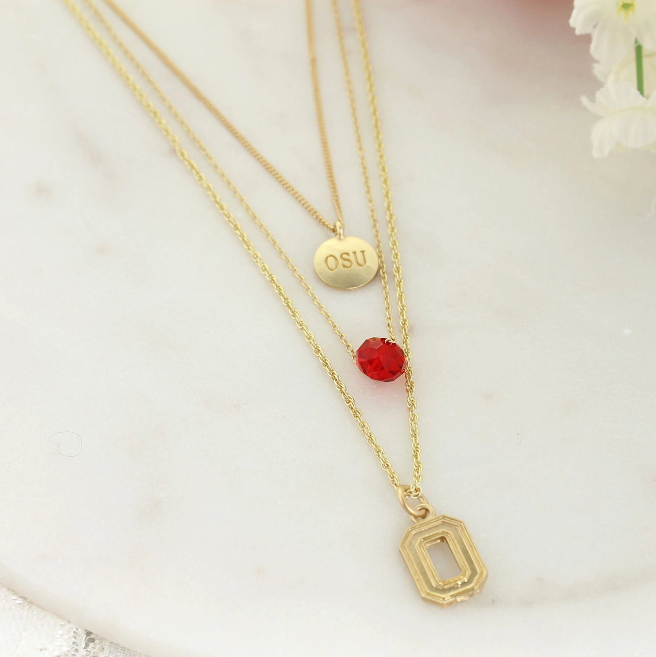 3 separate necklaces - 16''- 20'' Ohio State Matte Gold Logo Trio
