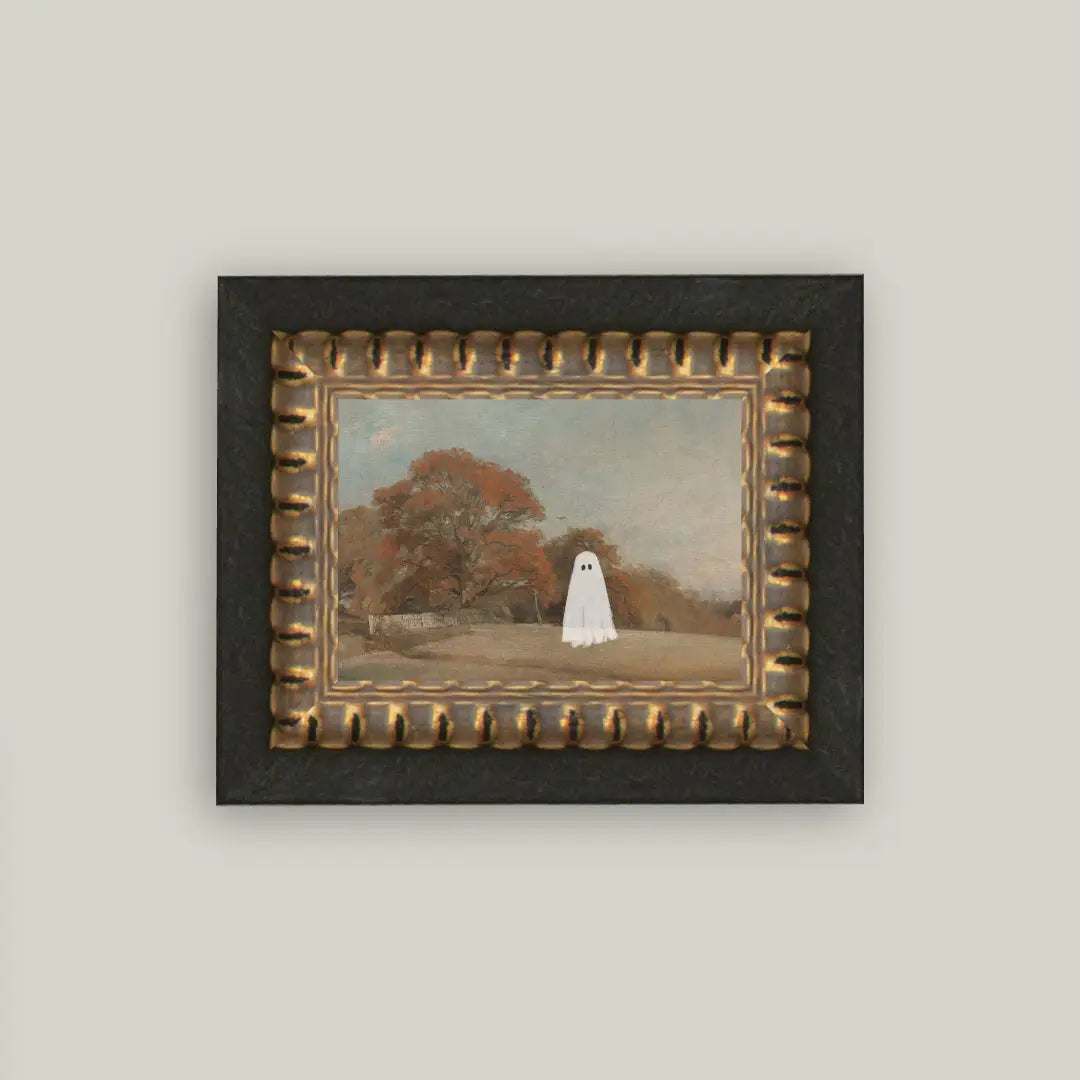 Autumn Field Ghost Framed Antique Art 7x5