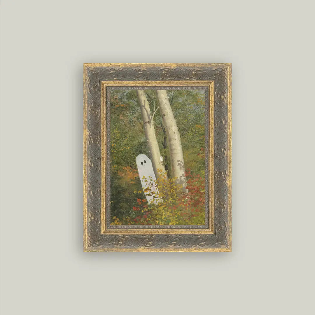 Autumn Woods Ghost Framed Antique Art - 5x7