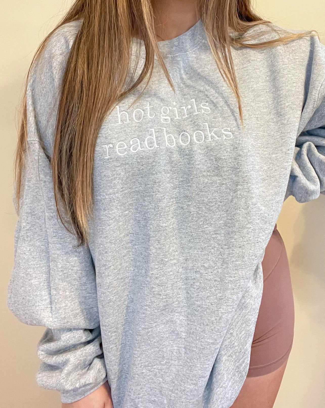 Hot Girls Read Books Crewneck - White Thread